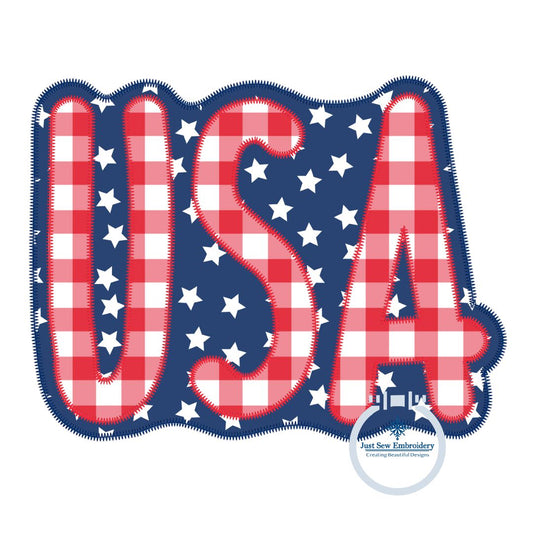 USA Two LayerApplique Embroidery Design Machine Embroidery ZigZag Stitch July 4 4th of July Independence 8x12 Hoop