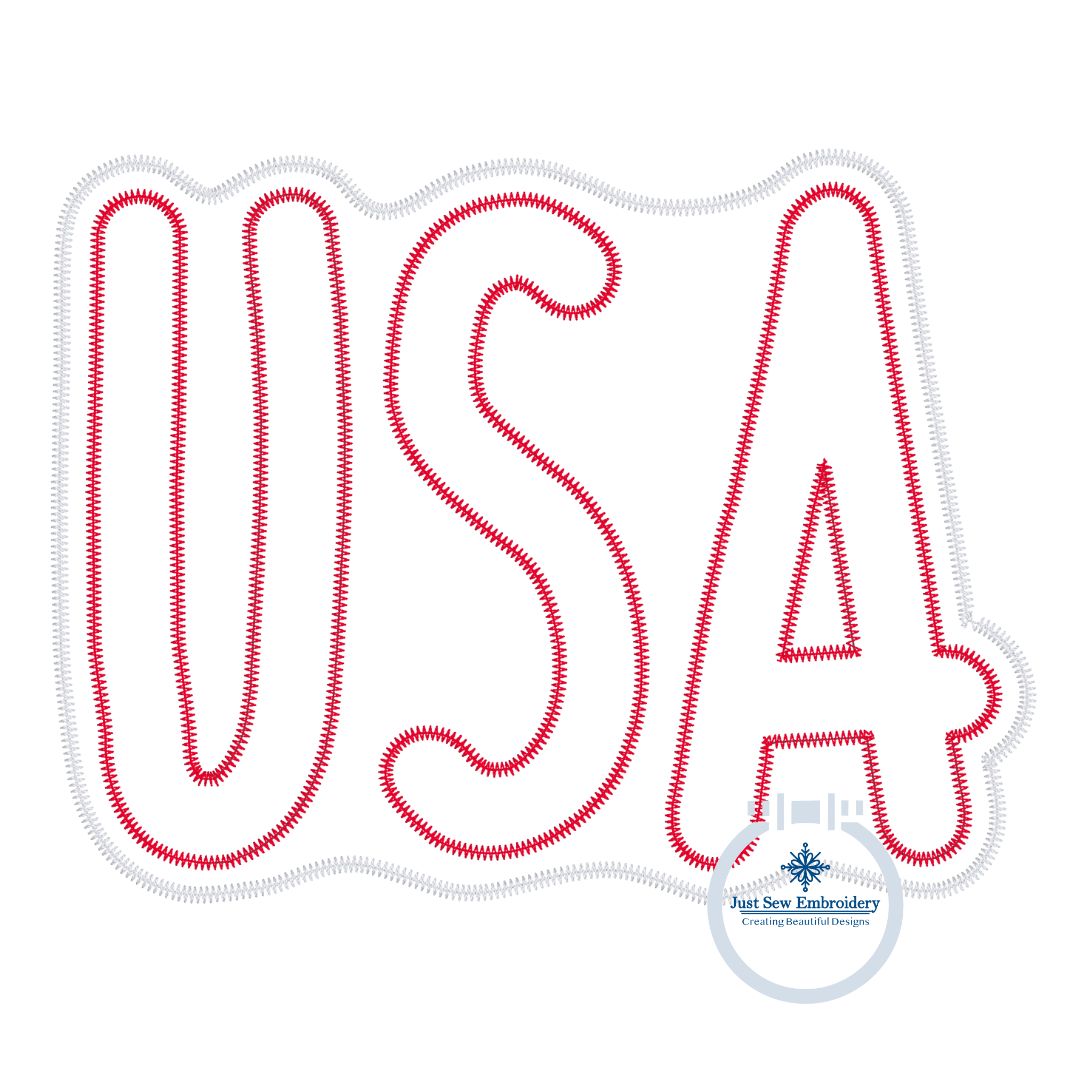 USA Two LayerApplique Embroidery Design Machine Embroidery ZigZag Stitch July 4 4th of July Independence 8x12 Hoop