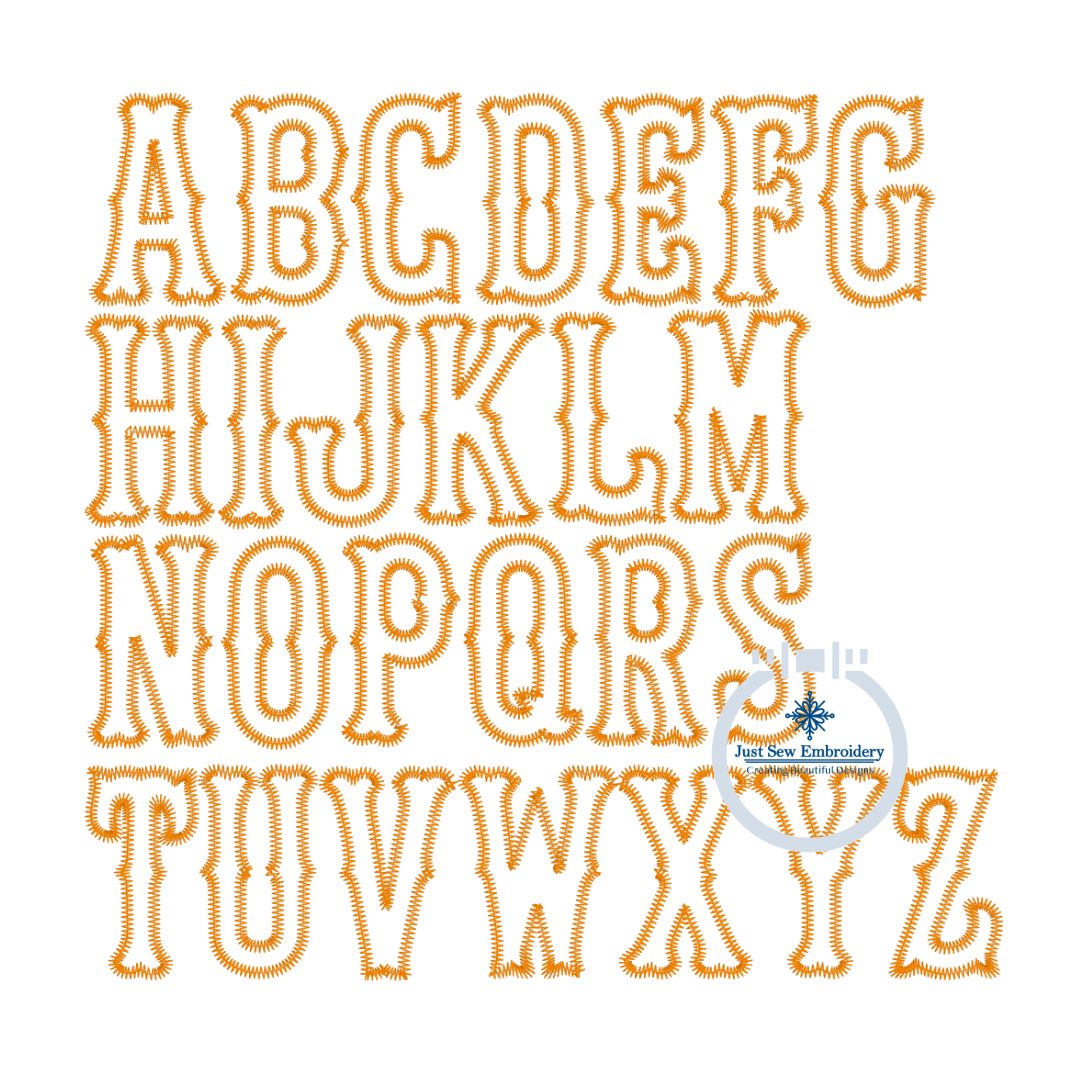 WESTERN Zigzag Applique Embroidery Font Three Sizes 2 inch, 3 inch, 4 inch, Native BX