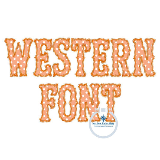 WESTERN Zigzag Applique Embroidery Font Three Sizes 2 inch, 3 inch, 4 inch, Native BX