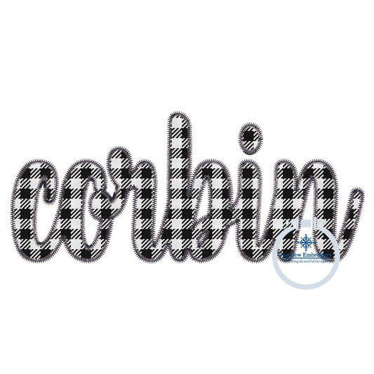 Applique Embroidery Corbin Script Design Machine Embroidery ZigZag Edge Four Sizes 5x7, 6x10, 8x8, 8x12 Hoop Kentucky