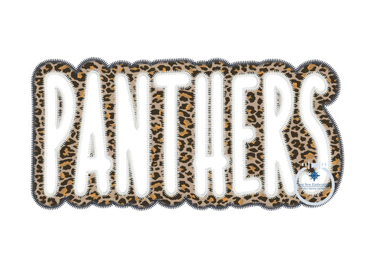 Applique Embroidery PANTHERS Two Layer Design Machine Embroidery Two Color ZigZag Edge 8x12 Hoop