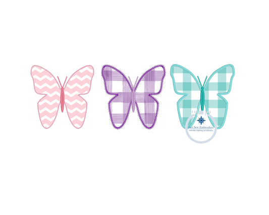 Butterfly Applique Embroidery Design File Machine Embroidery Satin Edge, Zigzag Edge, and Stem Edge 4x4 Hoop