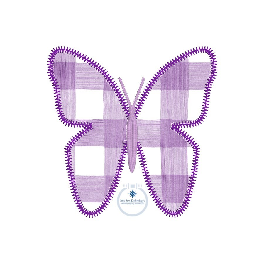 Butterfly Applique Embroidery Design File Machine Embroidery Satin Edge, Zigzag Edge, and Stem Edge 4x4 Hoop