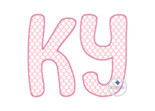Applique Embroidery KY Kentucky UK Zigzag Stitch Four Sizes 4x4, 5x7, 6x10 (also fits 8x8 hoop), and 8x12 Hoop