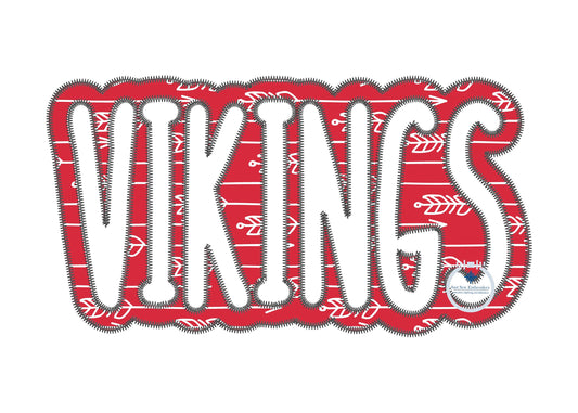 Applique Embroidery VIKINGS Two Layer Design Machine Embroidery Two Color ZigZag Edge Four Sizes 5x7, 6x10, 8x8, 8x12 Hoop