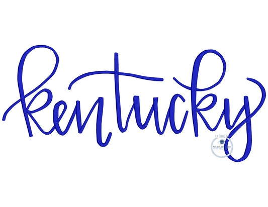 Kentucky Embroidered Script Satin Stitch Full Chest Design University of Kentucky 8x12 Hoop