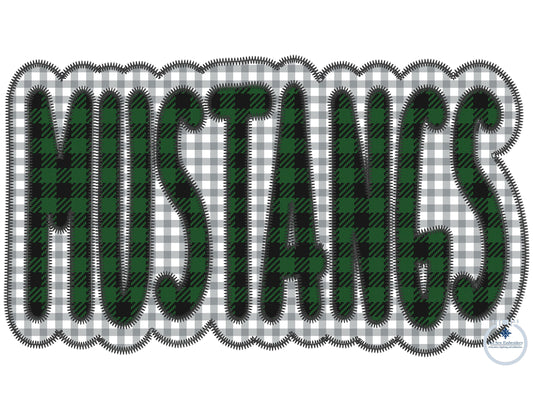 Applique Embroidery MUSTANGS Two Layer Design Machine Embroidery Two Color ZigZag Edge Four Sizes 5x7, 8x8, 6x10, 8x12 Hoop