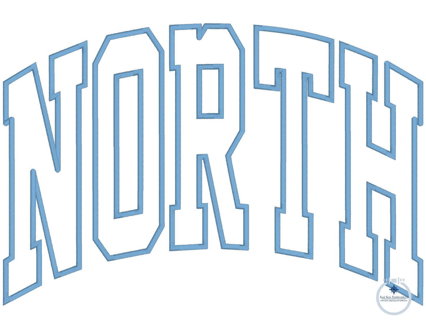NORTH Arched Satin Applique Embroidery Design Four Sizes 5x7, 8x8, 6x10, 8x12 Hoop