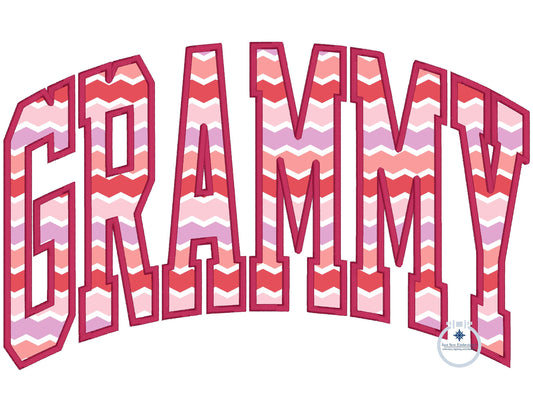 Grammy Arched Satin Applique Embroidery Design Three Sizes 8x8, 6x10, 8x12 Hoop