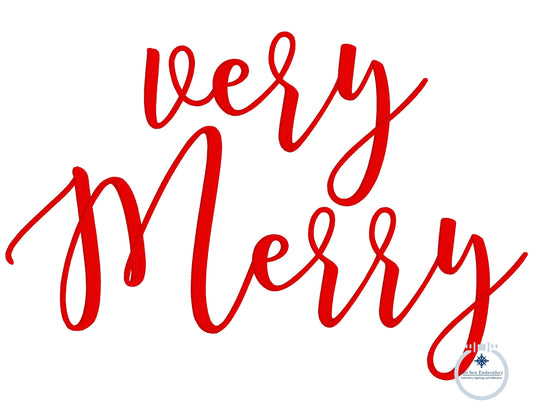 Very Merry Christmas Machine Embroidery Design Satin Stitch Five Sizes 5x7, 8x8, 6x10, 7x12, 8x12 Hoop
