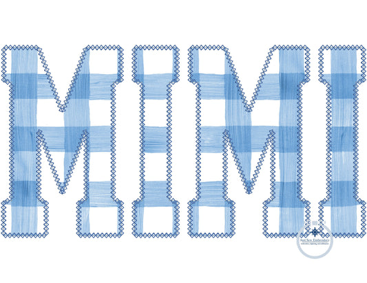 MIMI Applique Embroidery Design Diamond Edge Stitch Four Sizes Grandma Mother's Day Gift 5x7, 8x8, 6x10, 8x12 Hoop