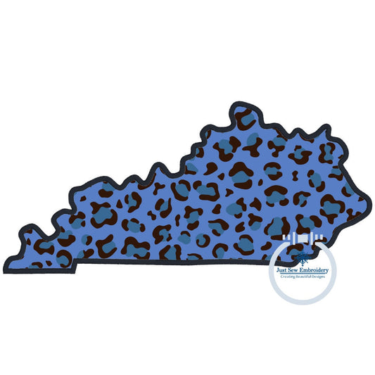 KY State Applique Embroidery with Satin Stitch Seven Sizes 4in, 5in, 6in, 7in, 8in, 10in, 12in.