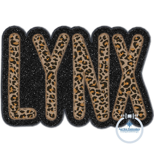 Applique Embroidery LYNX Two Layer Design Machine Embroidery Two Color ZigZag Edge Four Sizes 5x7, 8x8, 6x10, 8x12 Hoop