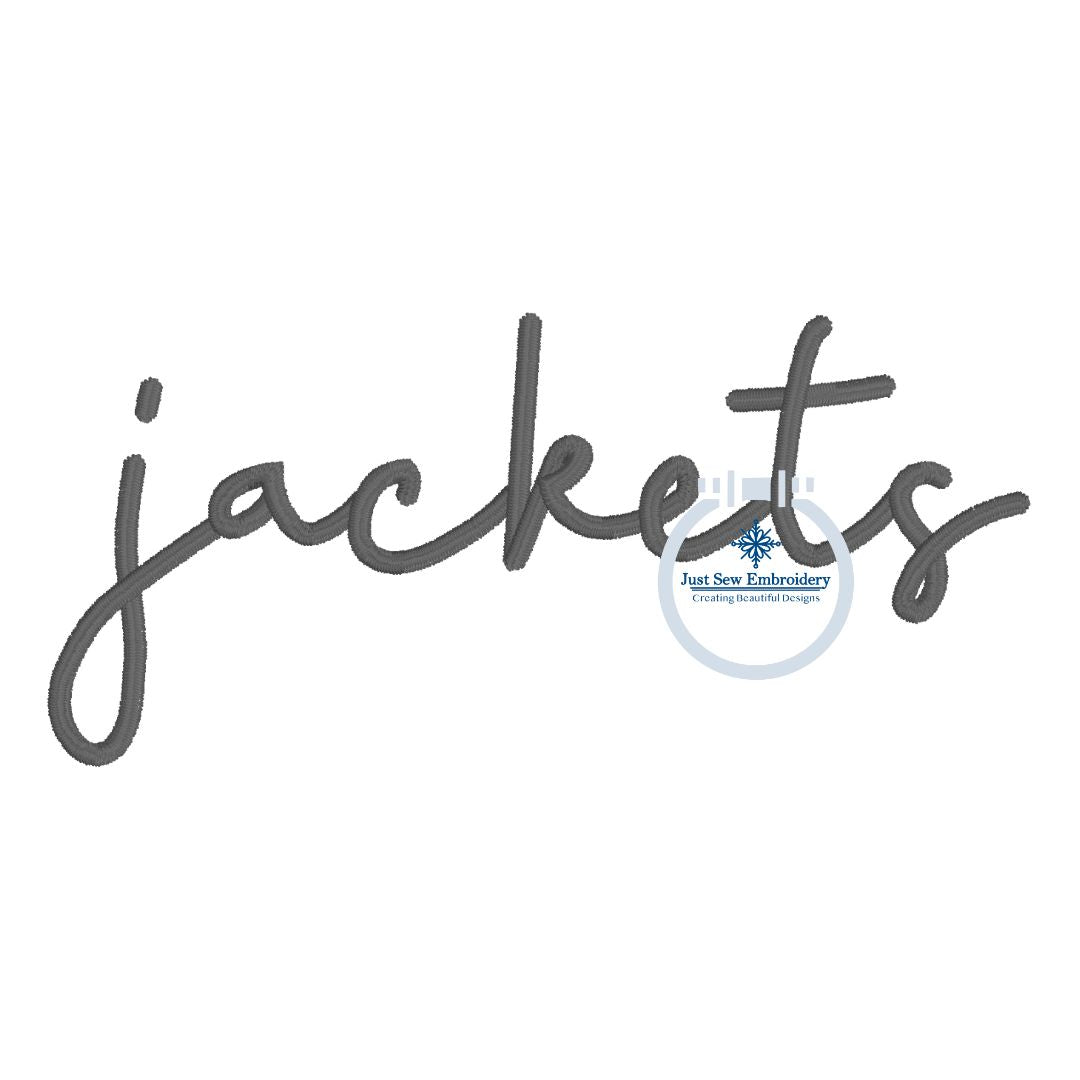 Jackets Satin Script Embroidery Design Two Sizes 4x4 and Hat Hoop