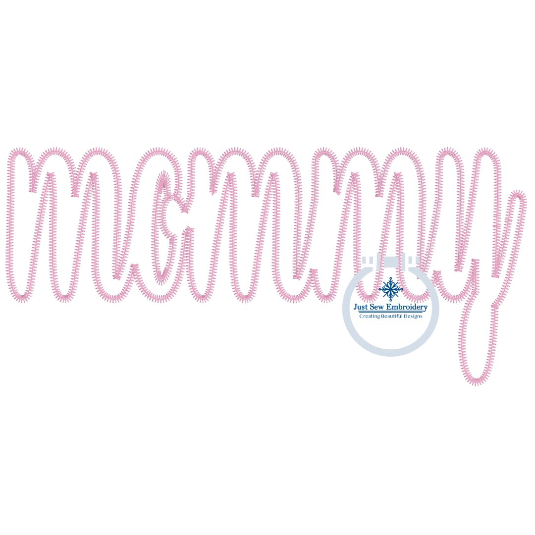 Mommy Script Applique Embroidery Design Zigzag Stitch Two Sizes 6x10, 8x12 Hoop