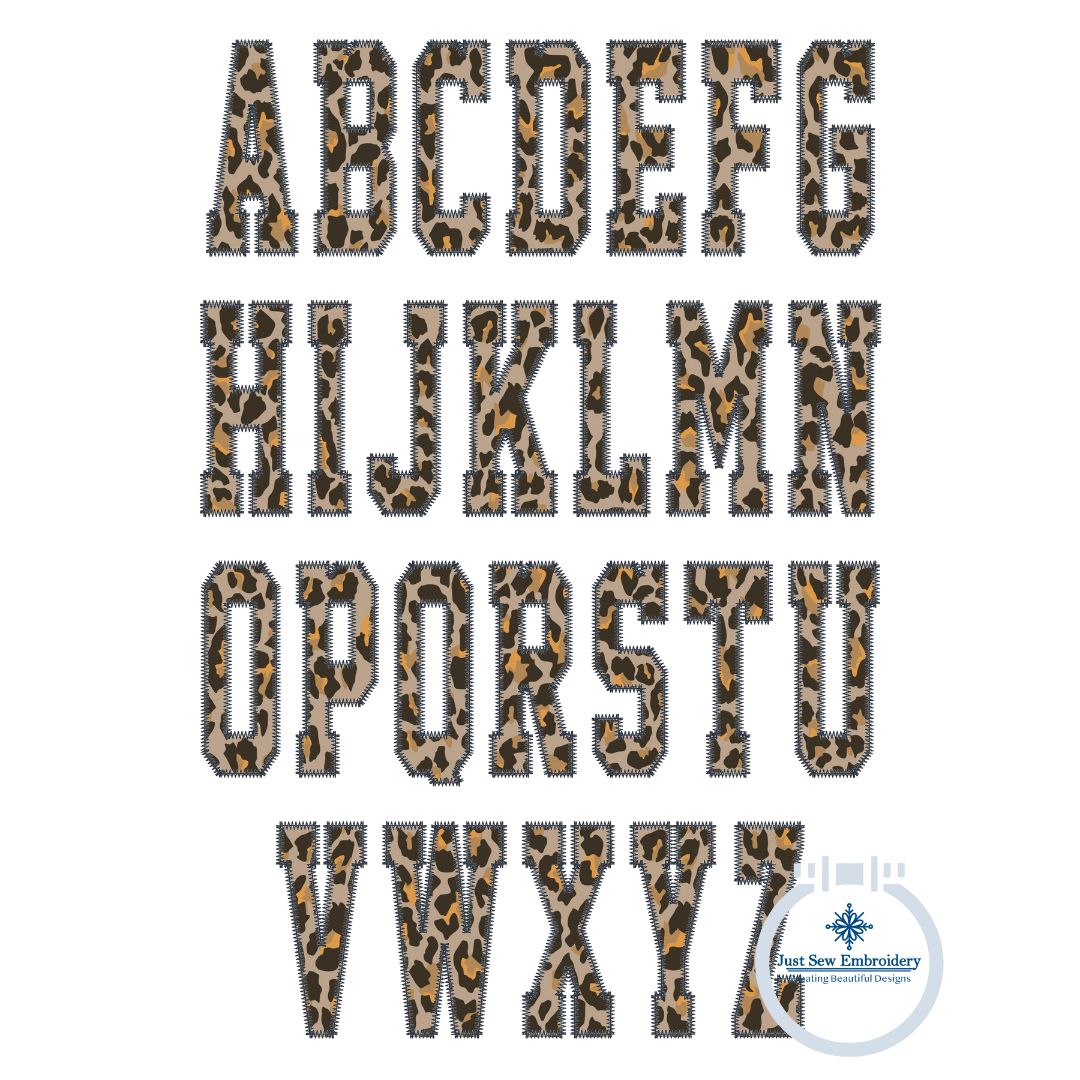 Tall Academic Zigzag Font Applique Embroidery Six Sizes 3, 4, 5, 6, 7, and 8 Inch, plus Native BX