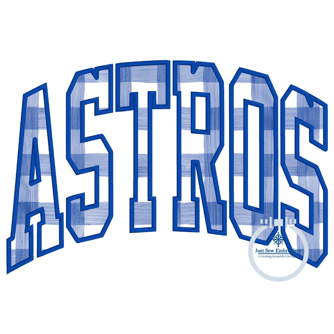 ASTROS Arched Satin Applique Embroidery Machine Design Five Sizes 5x7, 8x8, 6x10, 7x12, and 8x12 Hoop