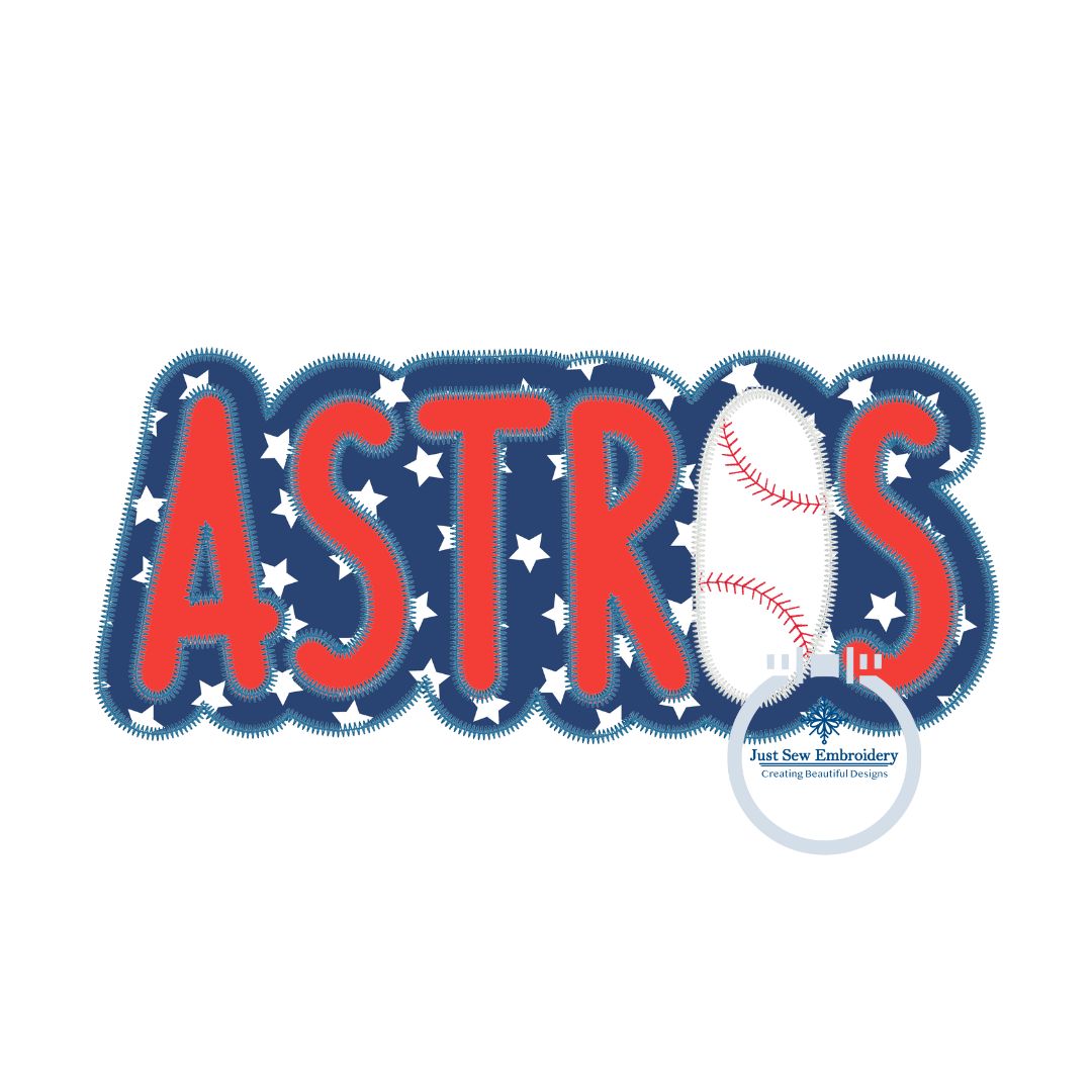 ASTROS Applique Embroidery Two Layer Design Machine Embroidery Two Color ZigZag Edge Three sizes 5x7, 6x10, 8x12