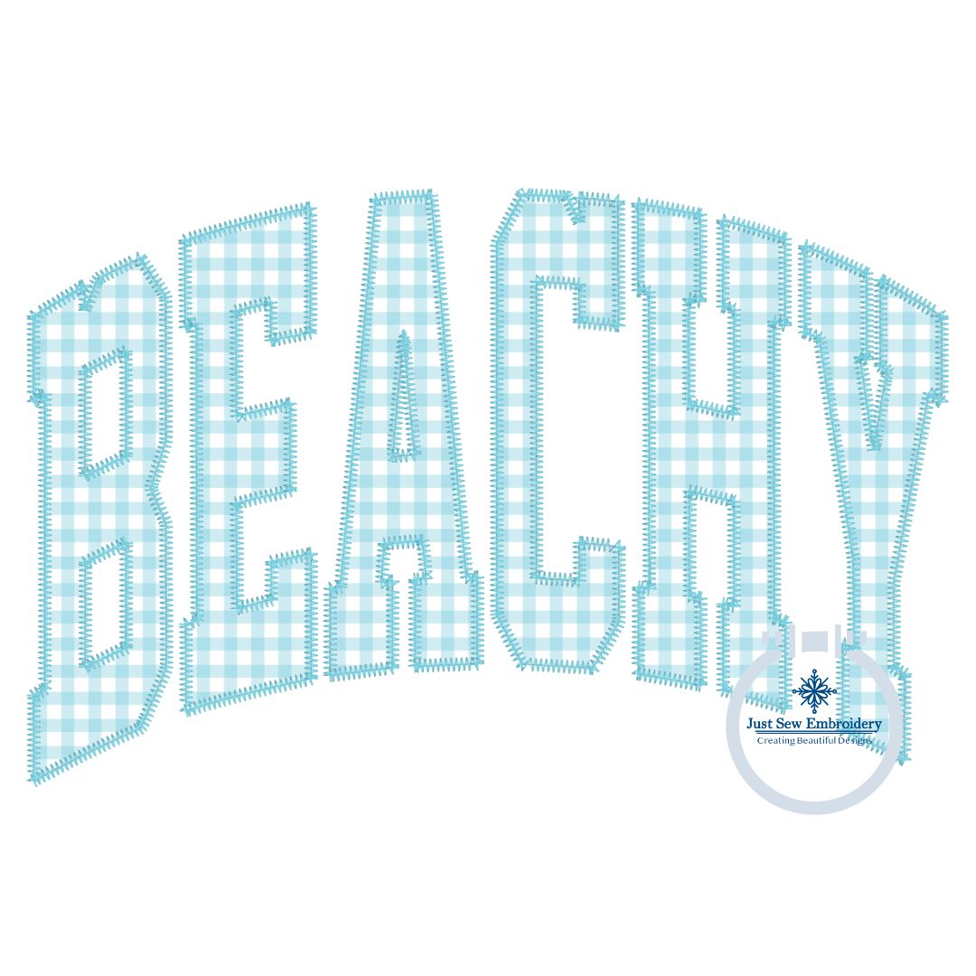 Beachy Arched Zigzag Applique Embroidery Design Five Sizes 5x7, 8x8, 6x10, 7x12, and 8x12 Hoop