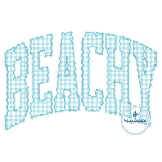 Beachy Arched Zigzag Applique Embroidery Design Five Sizes 5x7, 8x8, 6x10, 7x12, and 8x12 Hoop