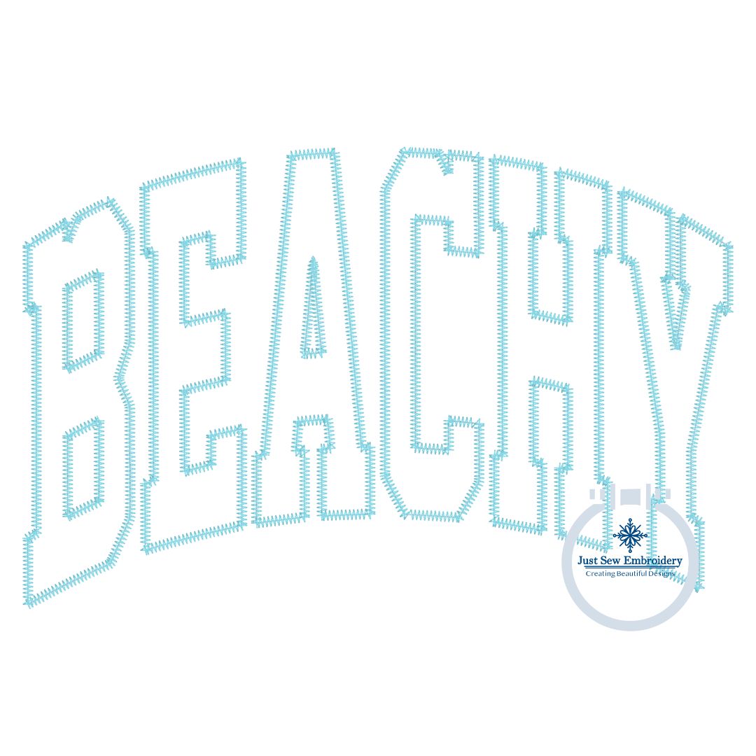 Beachy Arched Zigzag Applique Embroidery Design Five Sizes 5x7, 8x8, 6x10, 7x12, and 8x12 Hoop