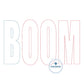 BOOM Applique EmbroideryMachine Embroidery Raggy Stitch USA July 4th Independence Day Five Sizes 5x7, 8x8, 9x9, 6x10, and 7x12 Hoop