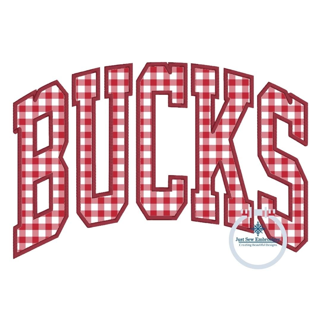 BUCKS Arched Applique Embroidery Satin Stitch Design Machine Embroidery Five Sizes 5x7, 8x8, 6x10, 7x12, and 8x12 Hoop