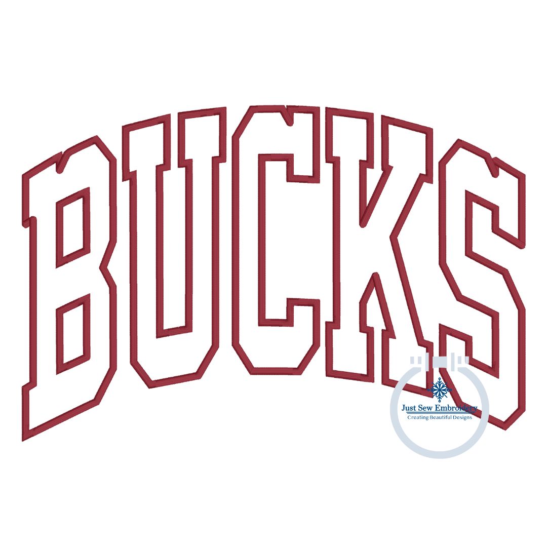 BUCKS Arched Applique Embroidery Satin Stitch Design Machine Embroidery Five Sizes 5x7, 8x8, 6x10, 7x12, and 8x12 Hoop