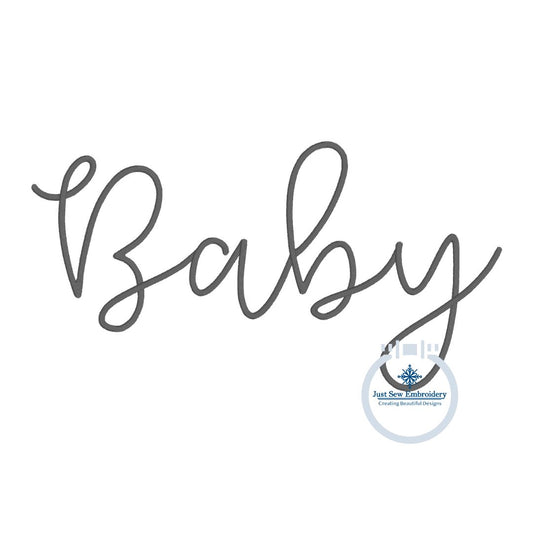 Baby Skinny Script Embroidery Design Satin Stitch 8 Sizes 4, 5, 6, 7, 8, 9, 10, and 12 inches wide