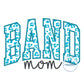 Band Mom Arched Satin Script Applique Embroidery Design Satin Stitch Edge Five Sizes 5x7, 8x8, 6x10, 7x12, and 8x12 Hoop