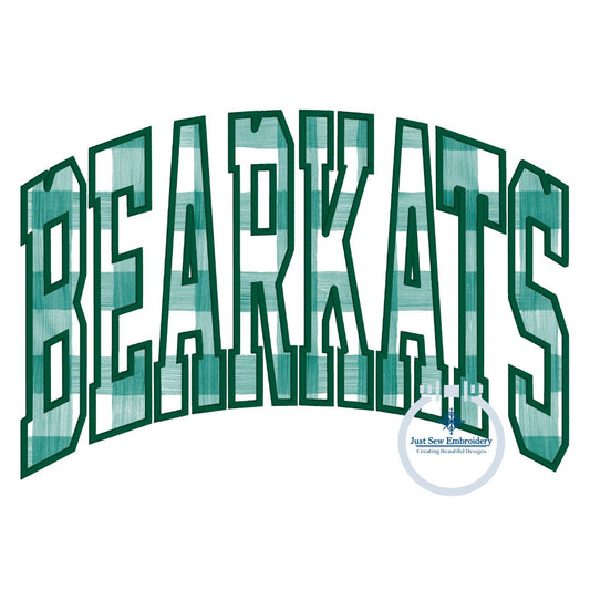 BEARKATS Arched Satin Applique Embroidery Design Three Sizes 6x10, 7x12, and 8x12 Hoop