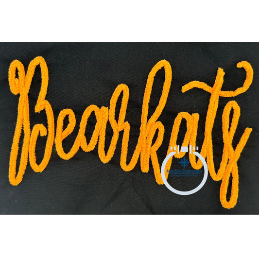 BEARKATS Chenille Yarn Applique Embroidery Script Design Five Sizes 5x7, 8s8, 6x10, 7x12, and 8x12 Hoop