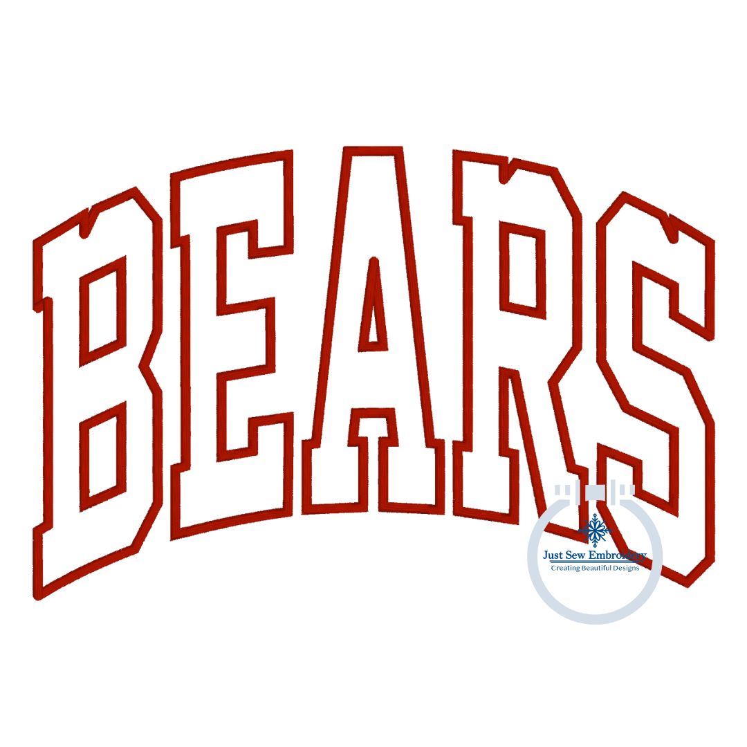 BEARS Arched Applique Embroidery Design Satin Edge Six Sizes 5x7, 8x8, 9x9, 6x10, 7x12, and 8x12 Hoop