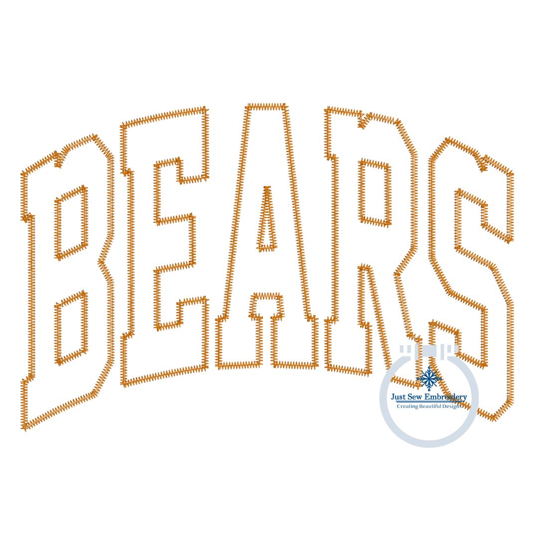 BEARS Arched Applique Embroidery Design ZigZag Edge Five Sizes 5x7, 8x8, 6x10, 7x12, and 8x12 Hoop