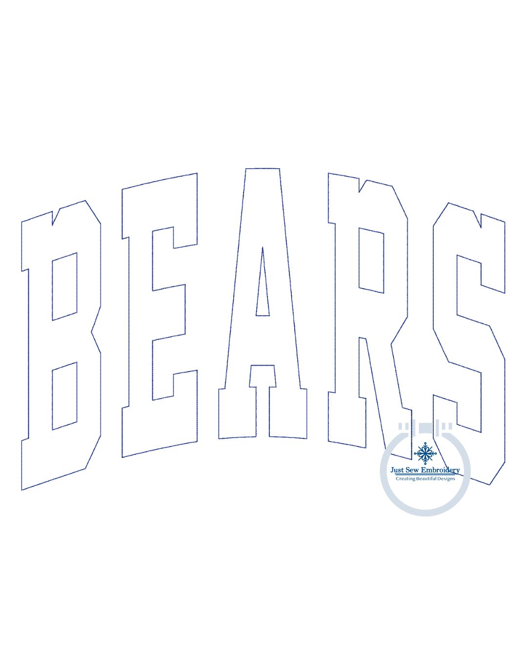 Tall Academic Bean Applique Embroidery Font Six Sizes 3, 4, 5, 6, 7, and 8 Inch, plus Native BX