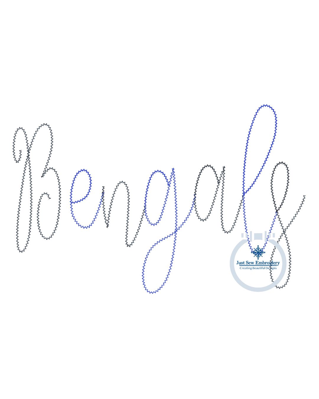 Bengals Chenille Yarn Script Applique Embroidery Six Sizes 5x7, 8x8, 9x9, 6x10, 7x12, and 8x12 Hoop