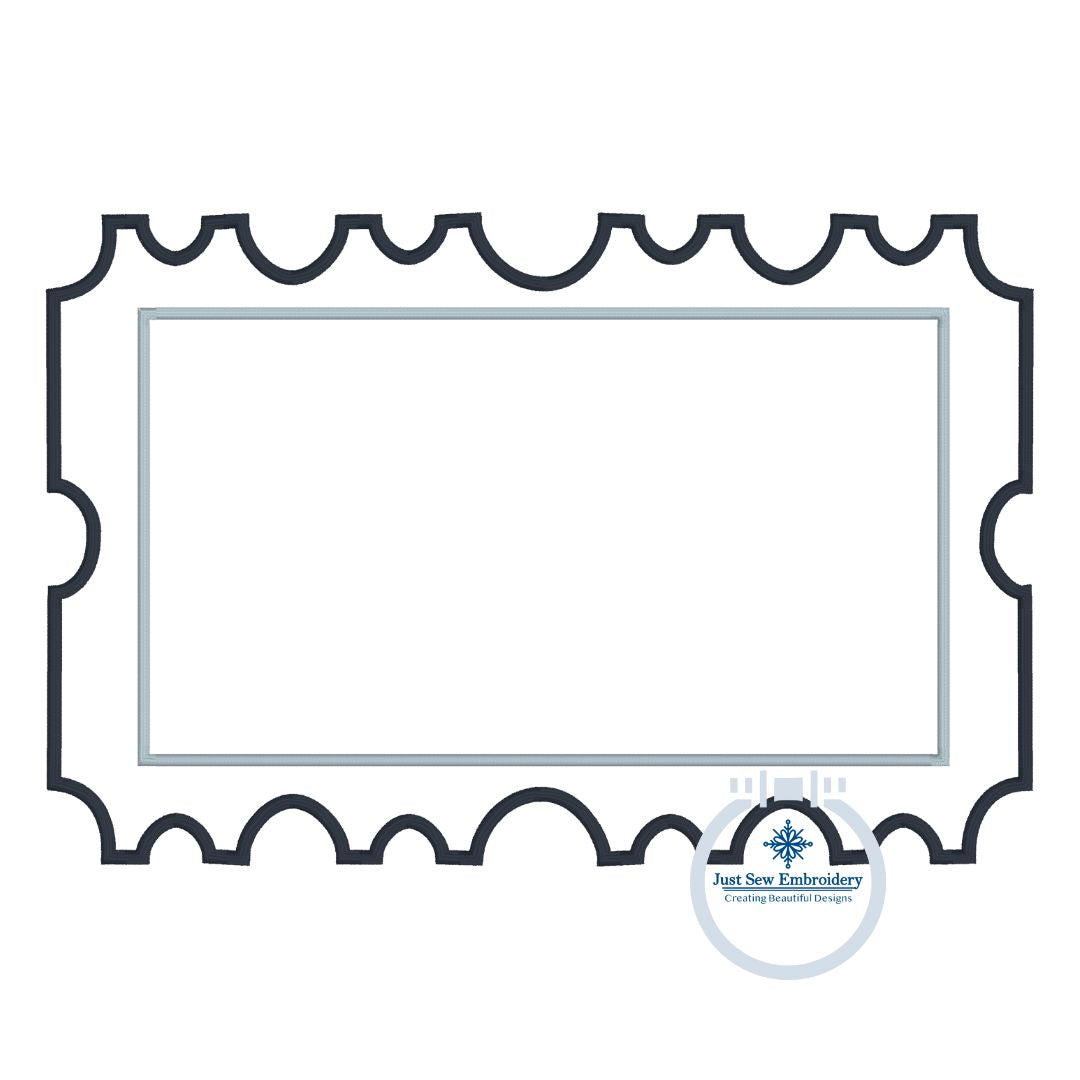 Blank Ticket Applique Embroidery Design with Satin Edge Stitch in Five Sizes 5x7, 8x8, 6x10, 7x12, and 8x12 Hoop