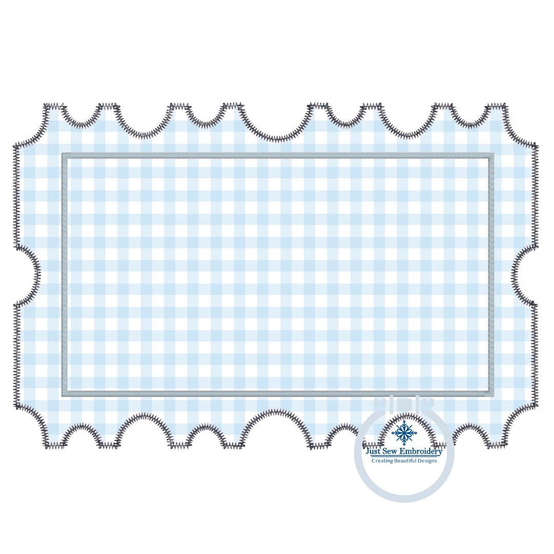 Blank Ticket Applique Embroidery Design with Zigzag Edge Stitch in Five Sizes 5x7, 8x8, 6x10, 7x12, and 8x12 Hoop