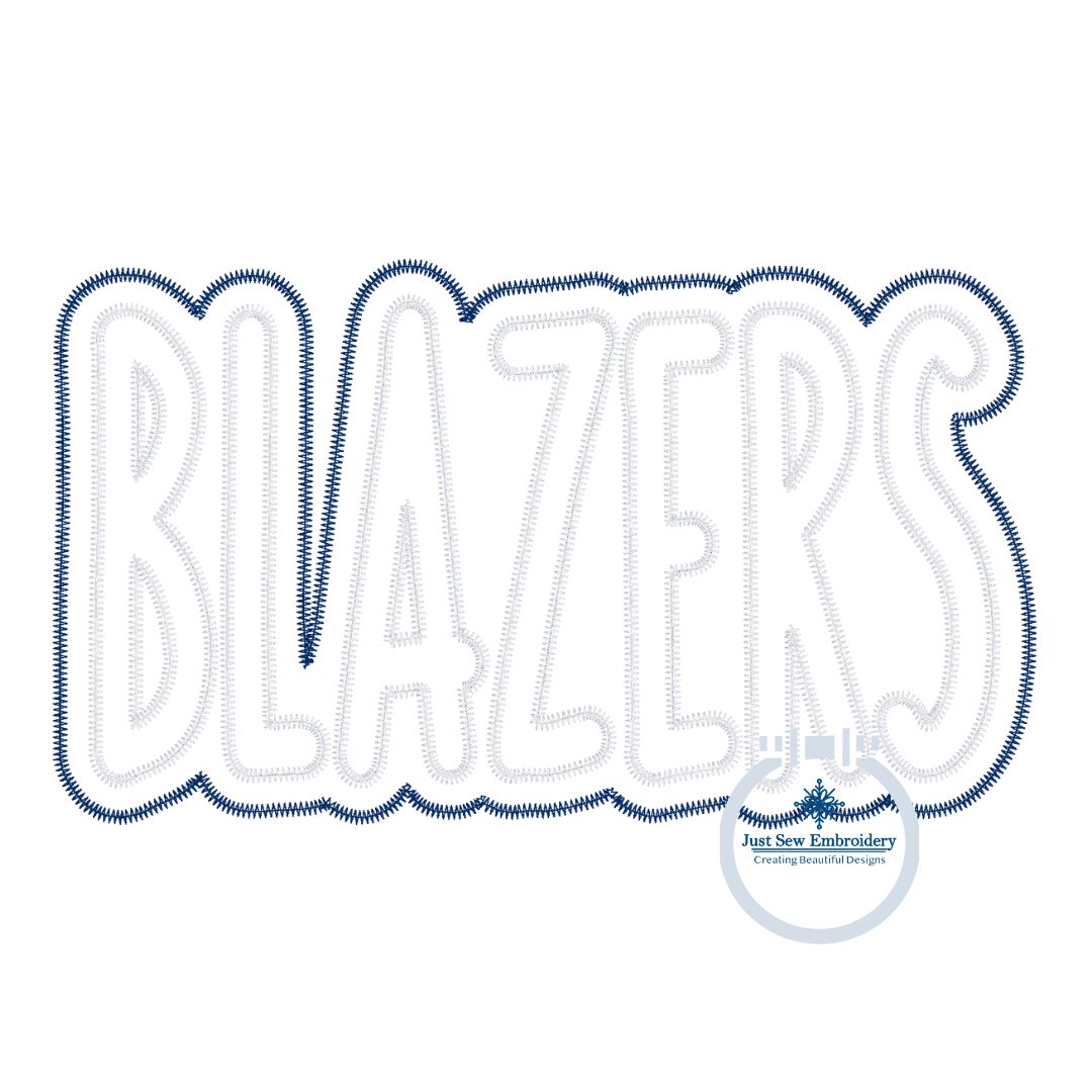 Blazers Two Layer Applique Embroidery Design Machine Embroidery Two Color ZigZag Edge Five Sizes 5x7, 8x8, 9x9, 6x10, and 7x12 Hoop