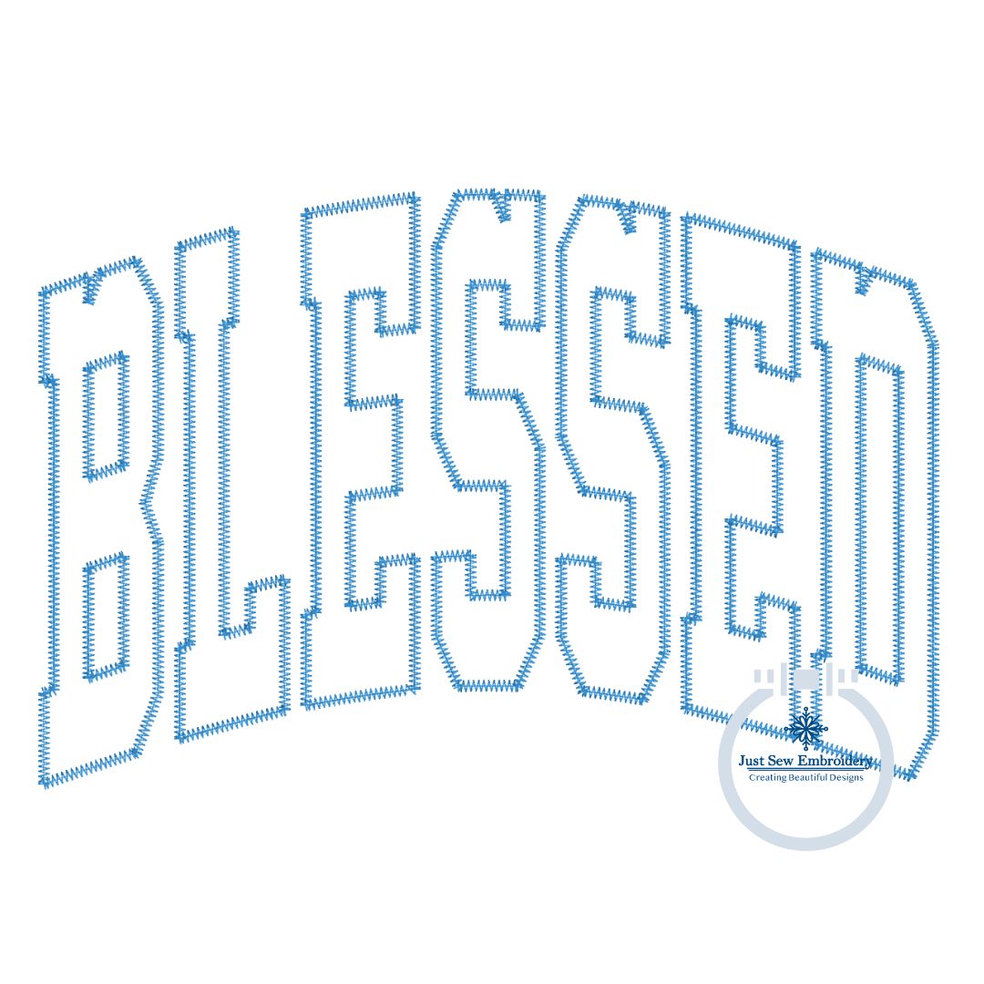 Blessed Arched Applique Machine Embroidery Design with Zigzag Edge Stitch Six Sizes 5x7, 8x8, 6x10, 9x9, 7x12, and 8x12 Hoop