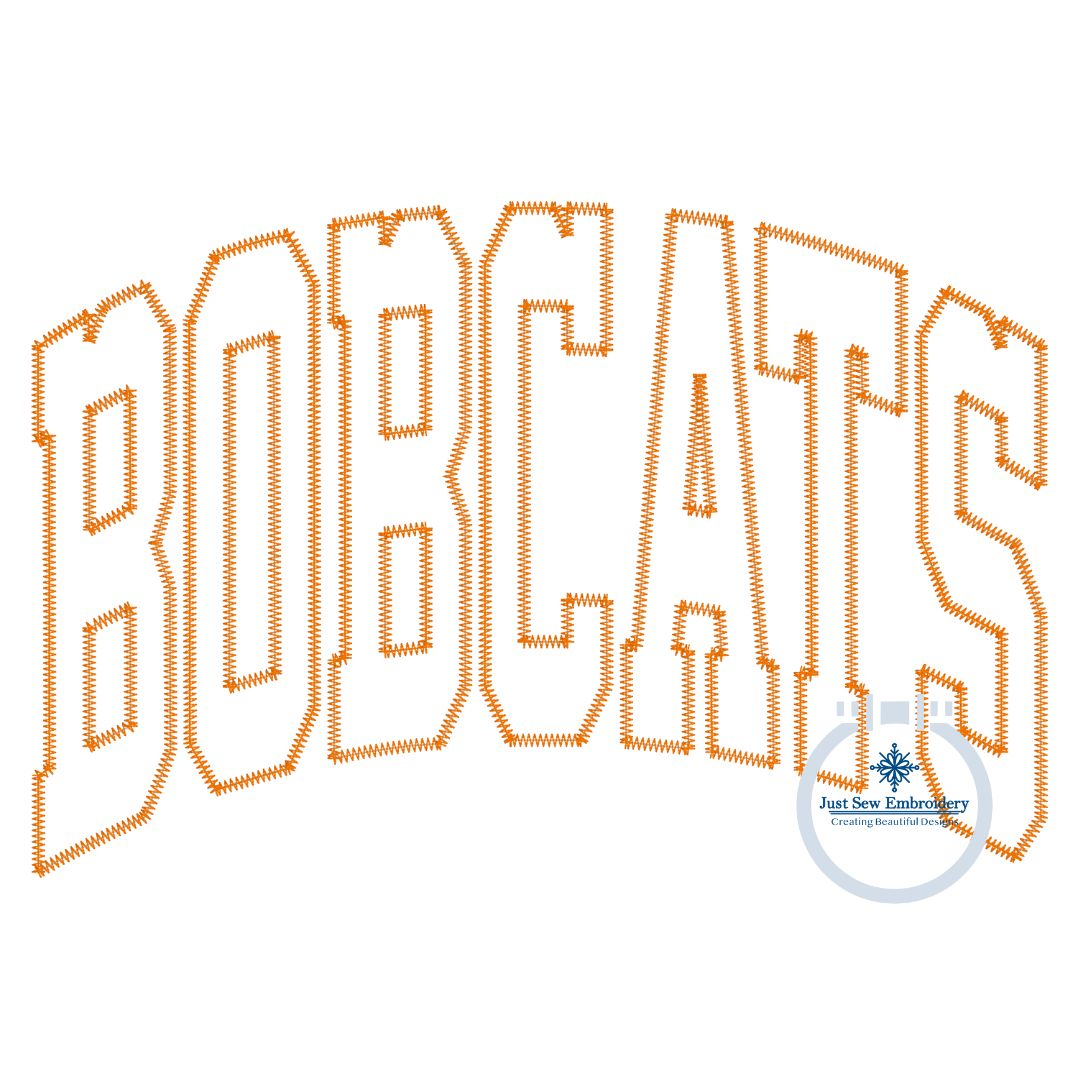 BOBCATS Arched Zigzag Applique Embroidery Design Machine Embroidery Five Sizes 5x7, 8x8, 6x10, 7x12, and 8x12 Hoop