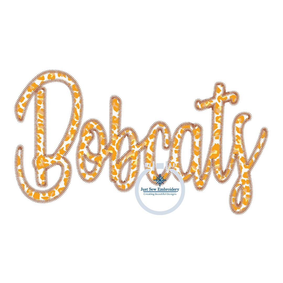 BOBCATS Script Applique Embroidery Design Machine Embroidery ZigZag Edge Two Sizes 6x10 and 7x12 Hoop