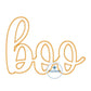 Boo Script Applique Machine Embroidery Design Zigzag Edge Stitch Six Sizes 4x4, 5x7, 8x8, 6x10, 7x12, and 8x12 Hoop