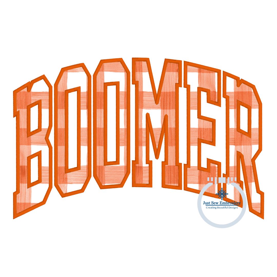 BOOMER Arched Satin Applique Embroidery Design Four Sizes 5x7, 8x8, 6x10, 8x12 Hoop Oklahoma OK