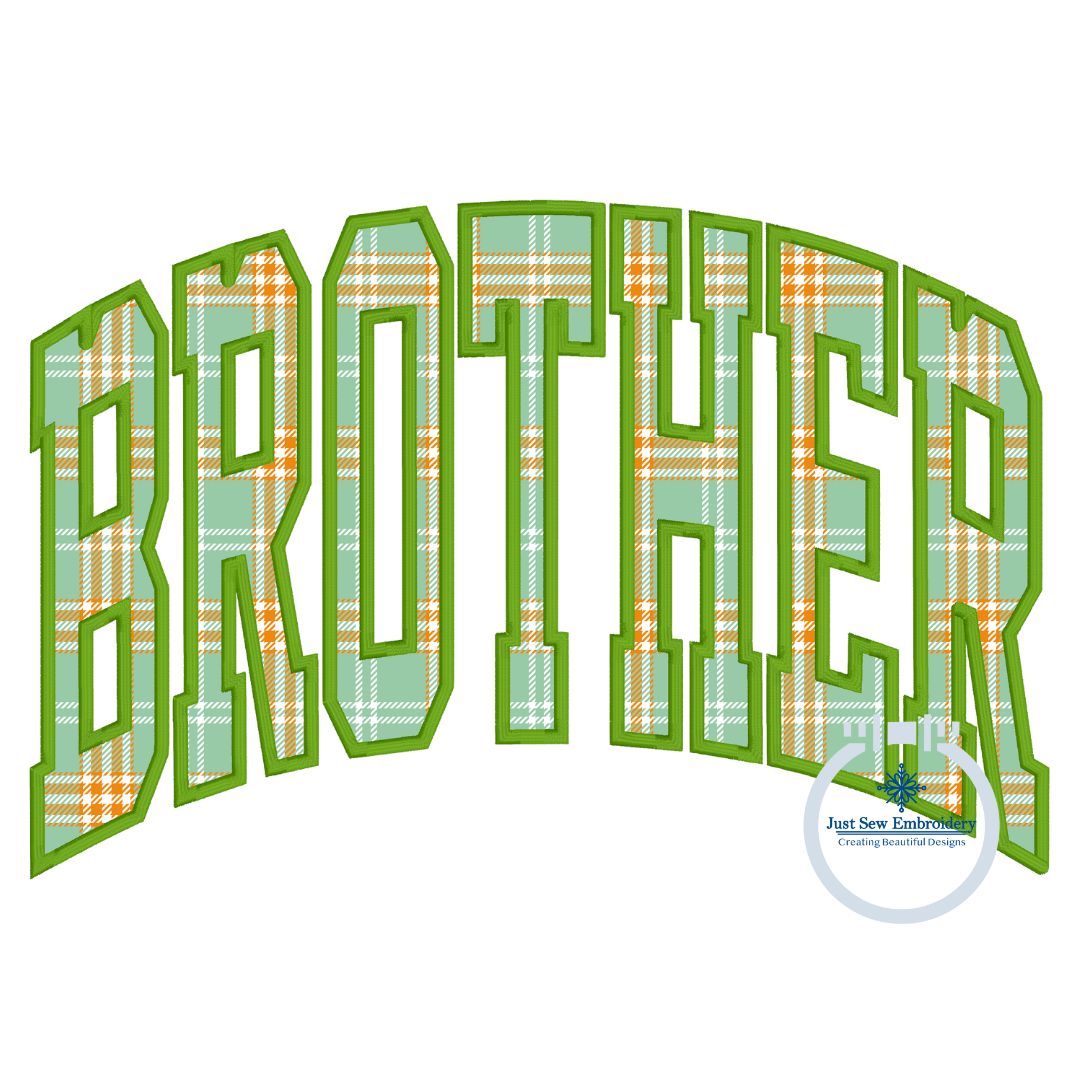 BROTHER Arched Satin Applique Embroidery Design Four Sizes 8x8, 6x10, 7x12, and 8x12 Hoop