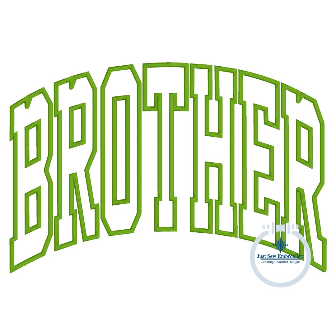 BROTHER Arched Satin Applique Embroidery Design Four Sizes 8x8, 6x10, 7x12, and 8x12 Hoop