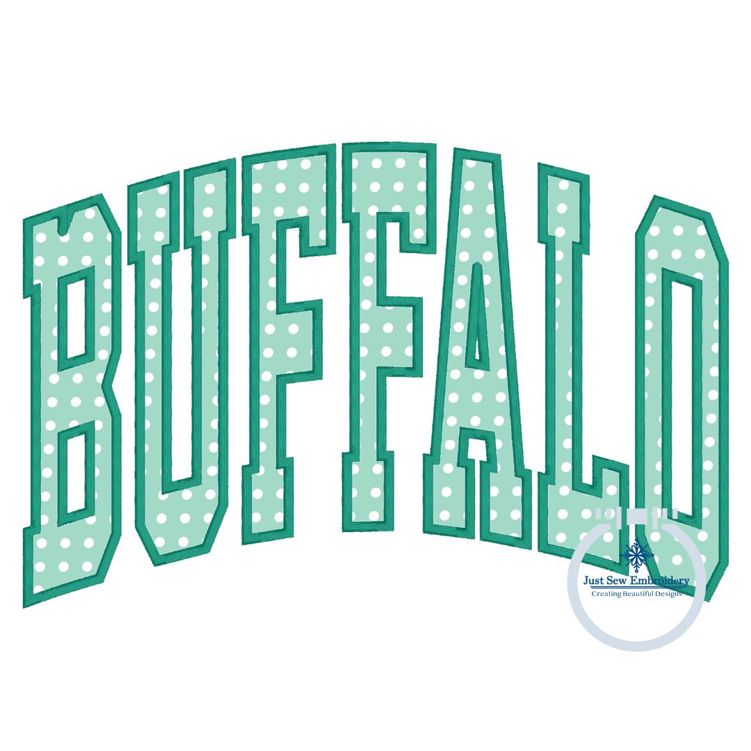 BUFFALO Arched Applique Design Machine Embroidery Satin Edge Four Sizes 9x9, 6x10, 7x12, and 8x12 Hoop