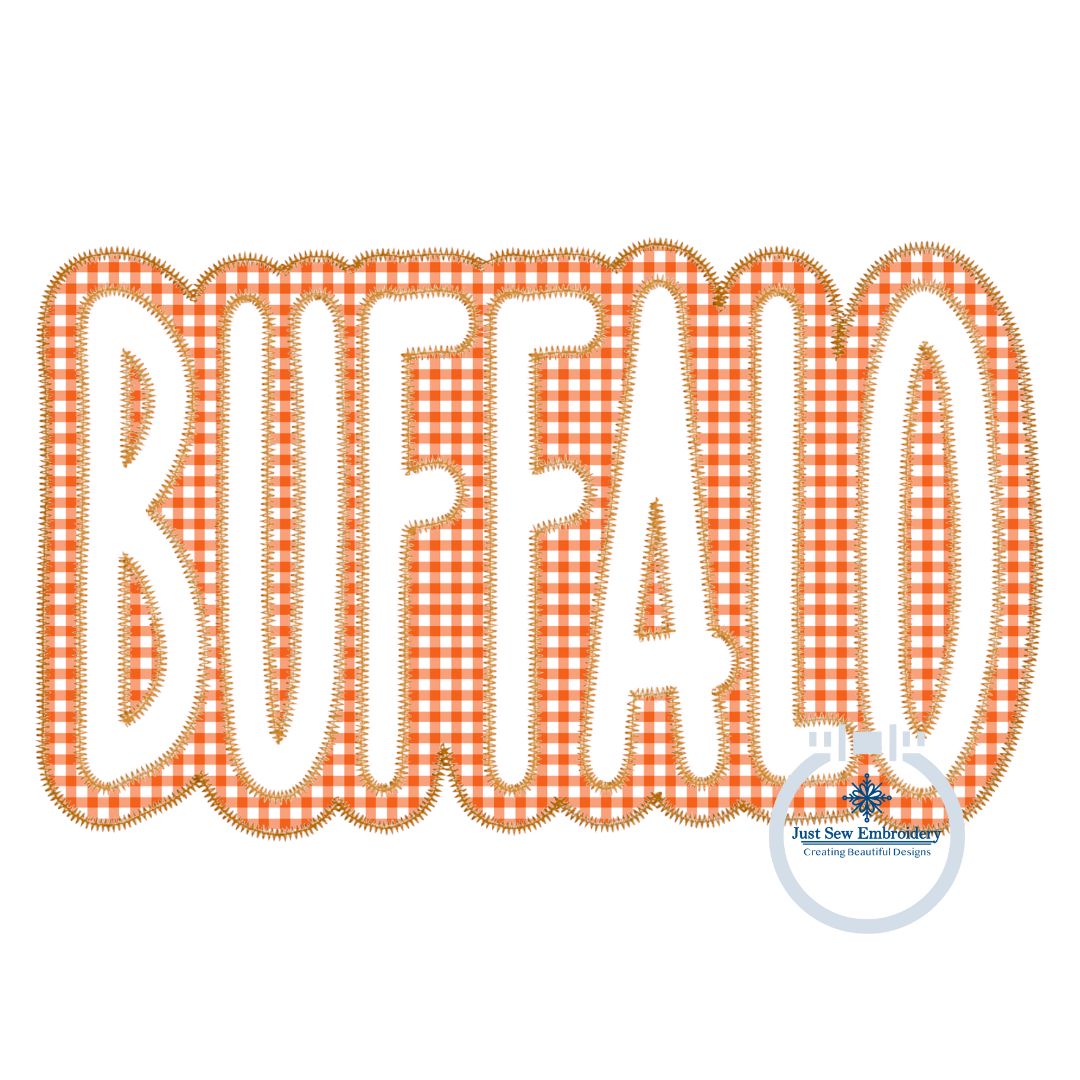 BUFFALO Two Layer Design Machine Embroidery Two Color ZigZag Edge Four Sizes 5x7, 8x8, 6x10, and 7x12 Hoop