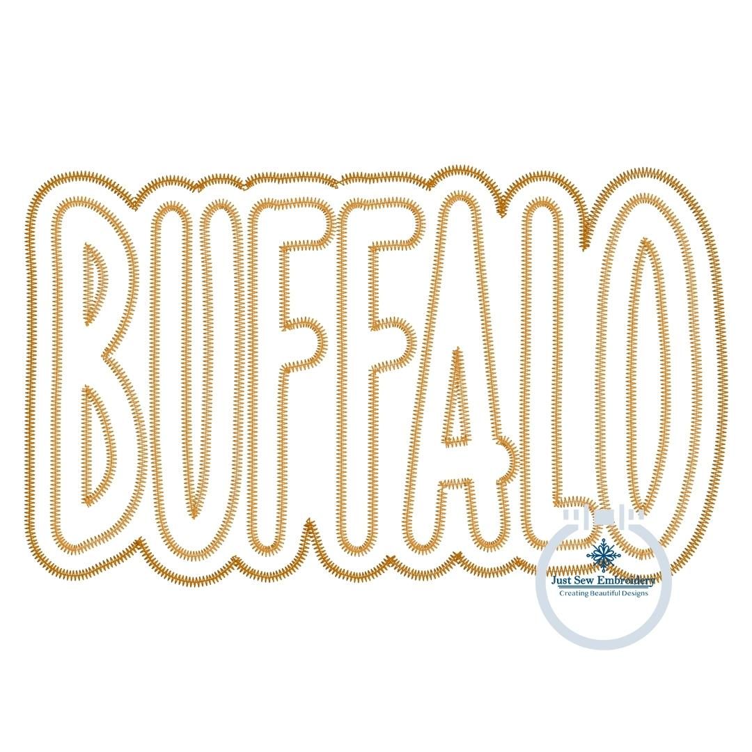 BUFFALO Two Layer Design Machine Embroidery Two Color ZigZag Edge Four Sizes 5x7, 8x8, 6x10, and 7x12 Hoop